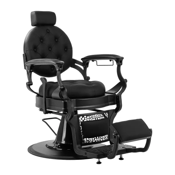 Fotel barberski Gabbiano Niccolo czarny z czarną podstawą