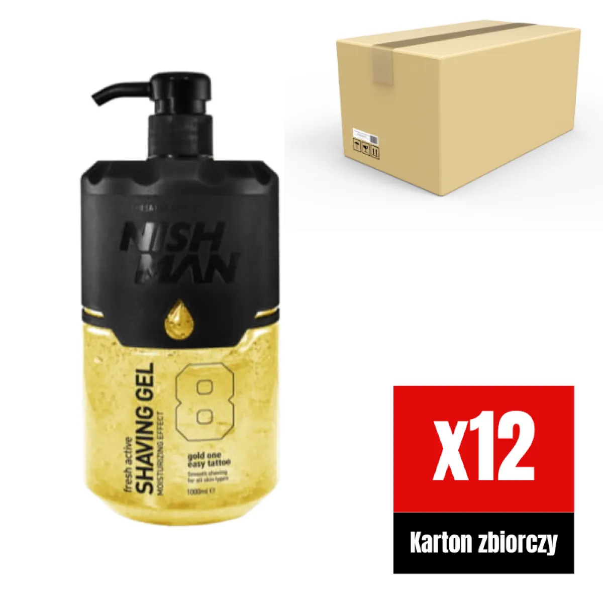 Nishman - 08 Gold One Shaving Gel - Żel do precyzyjnego golenia KARTON 12x1000ml