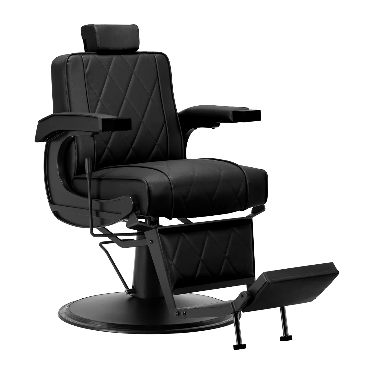 Fotel barberski Hair System BM88066B czarny na czarnej podstawie