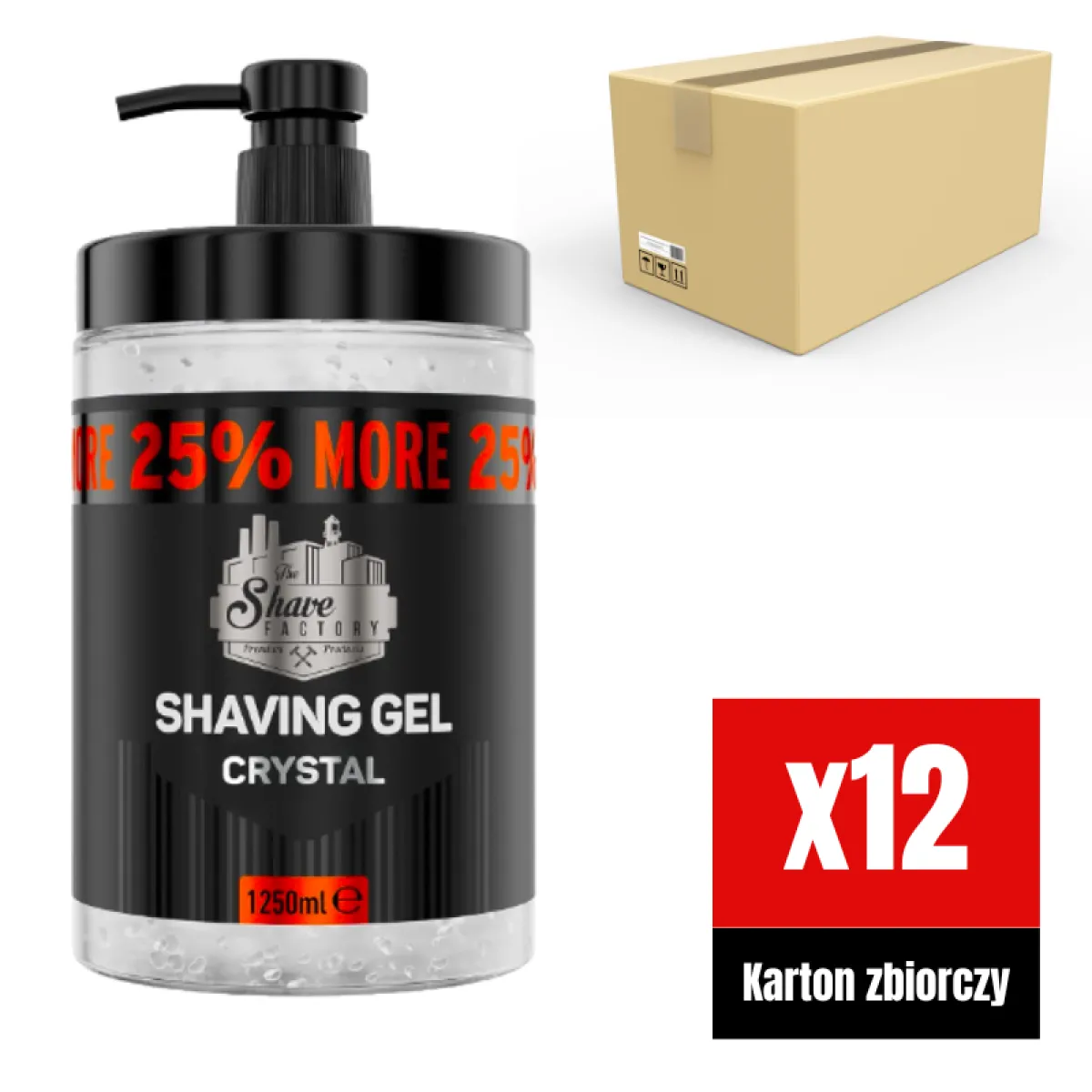 The Shave Factory - Crystal Shaving Gel - Żel do precyzyjnego golenia KARTON 12x1250ml