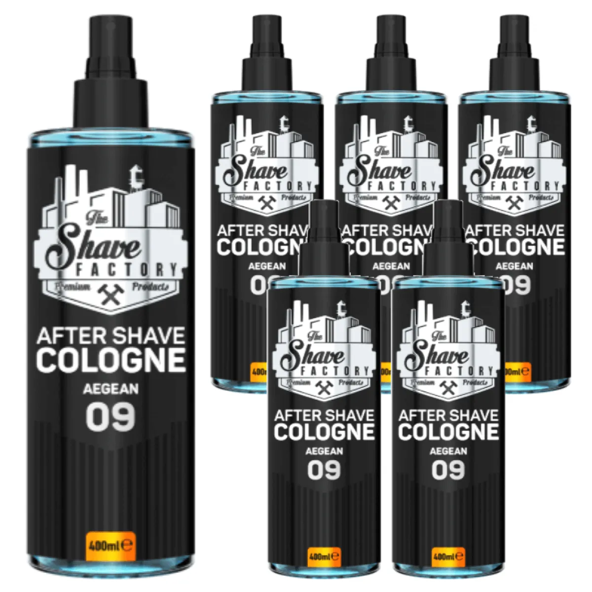 The Shave Factory - Aegean 09 After Shave Cologne Spray - Perfumowana Woda Kolońska po Goleniu - Pakiet 6x400ml