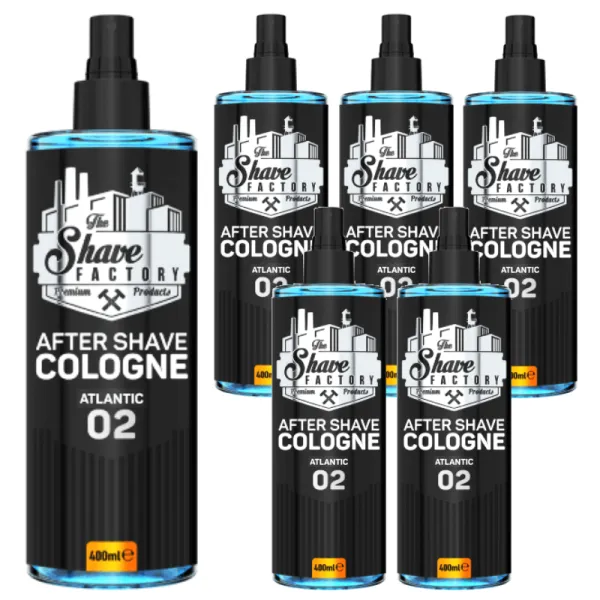 The Shave Factory - Atlantic 02 After Shave Cologne Spray - Perfumowana Woda Kolońska po Goleniu - Pakiet 6x400ml
