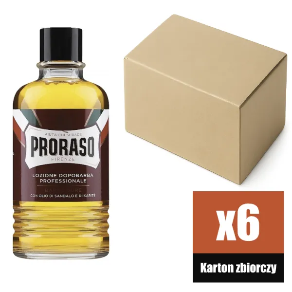 Proraso - Coarse Beards, linia Czerwona - Aftershave, Woda po goleniu KARTON 6x400ml