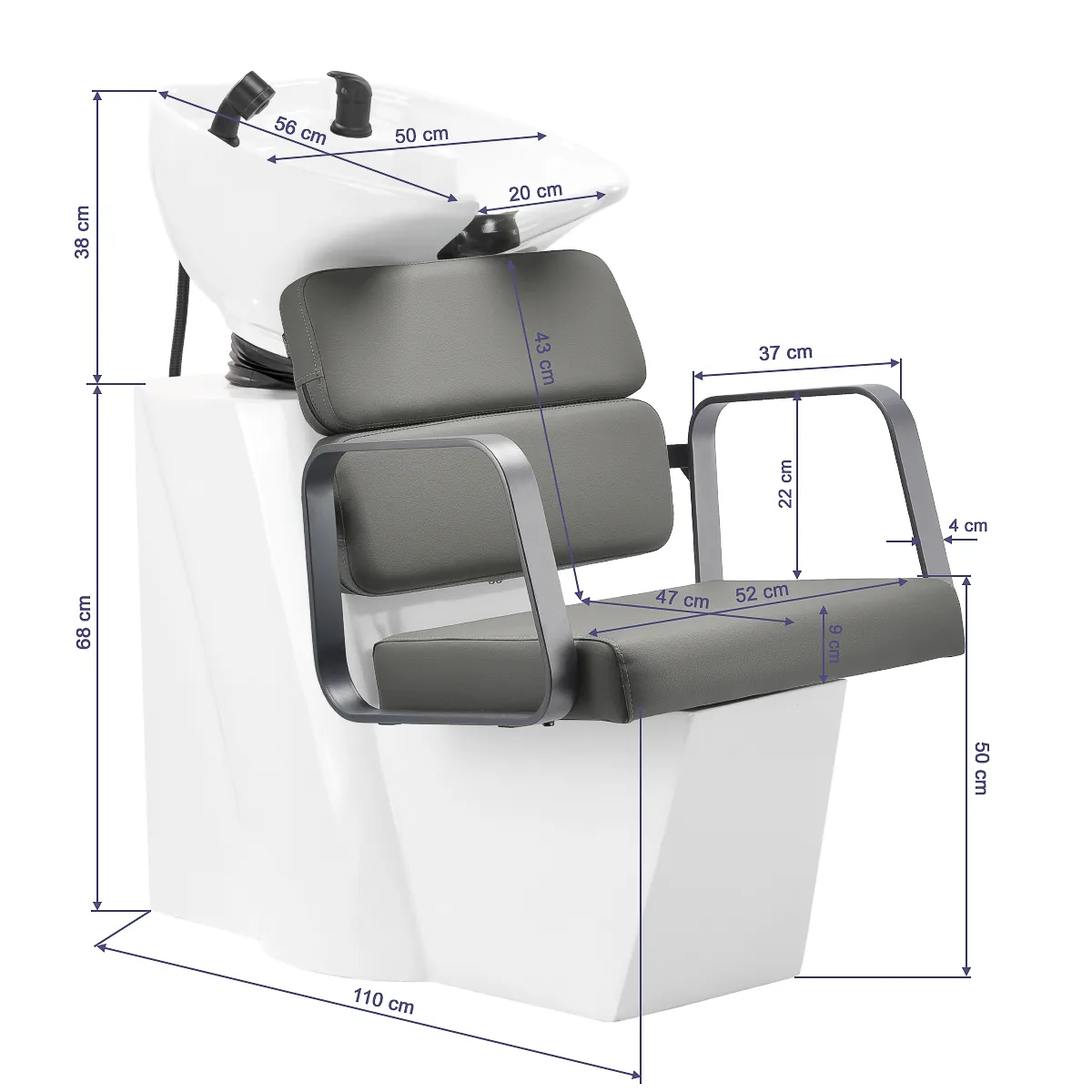 Myjnia fryzjerska Gabbiano Porto szaro-szara