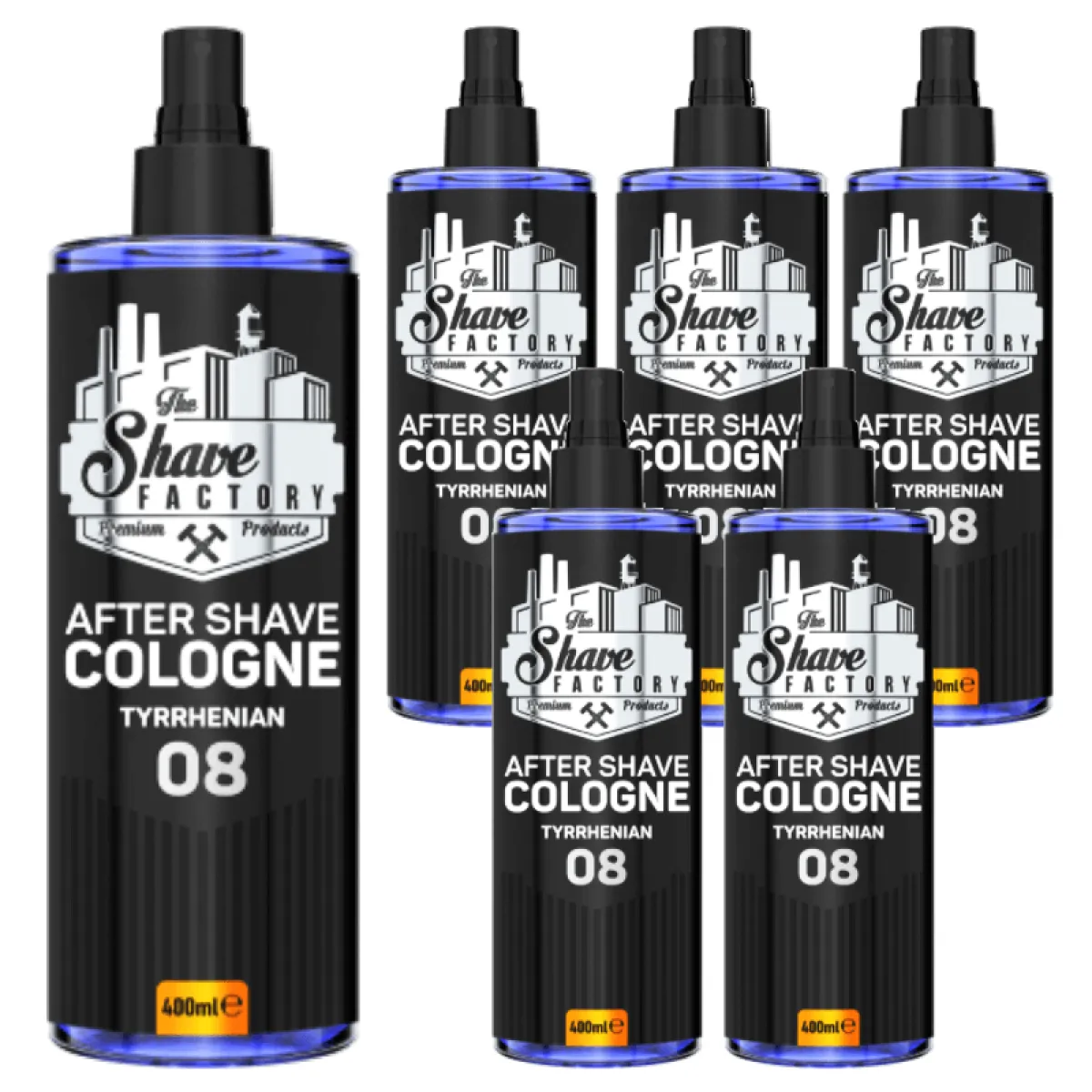 The Shave Factory - Tyrrhenian 08 After Shave Cologne Spray - Perfumowana Woda Kolońska po Goleniu - Pakiet 6x400ml