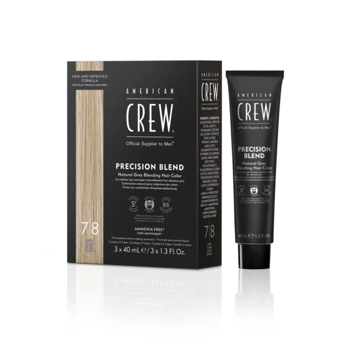 American Crew - Precision Blend - Odsiwiacz do włosów i brody, (7-8) blond 3x40ml