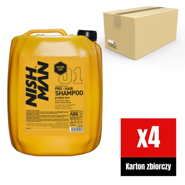 Nishman - 01 Pro-Hair Shampoo - Szampon do włosów KARTON 4x5000ml