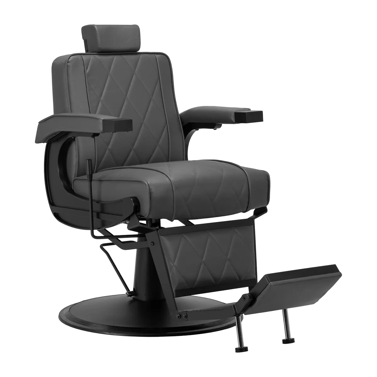 Fotel barberski Hair System BM88066B szary na czarnej podstawie
