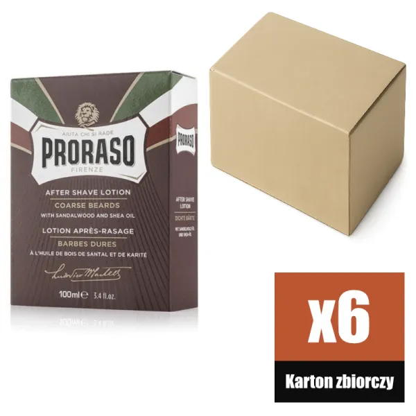 Proraso - Coarse Beards, linia Czerwona - Aftershave, Woda po goleniu KARTON 6x100ml