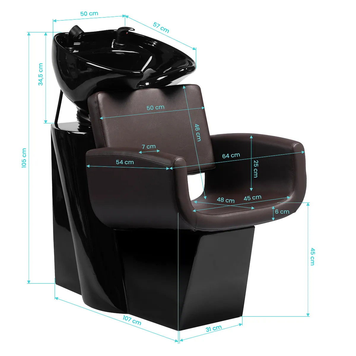 Myjnia fryzjerska Gabbiano Mataro brązowa