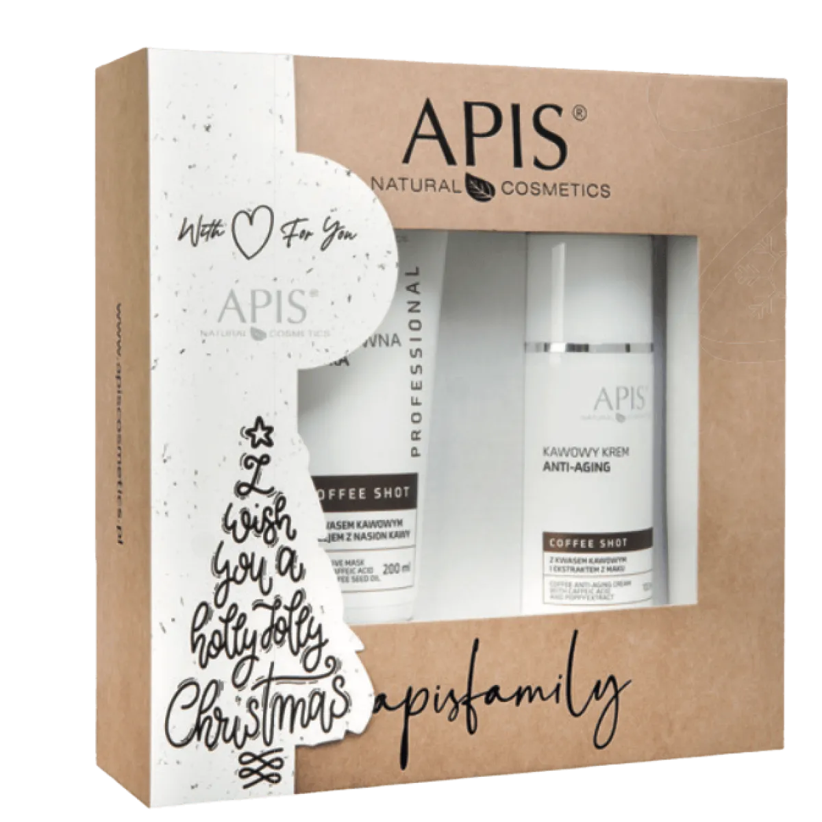 Apis - Coffee Shot - maska z kwasem kawowym 200ml, krem kawowy anti-aging 100ml - Zestaw Świąteczny
