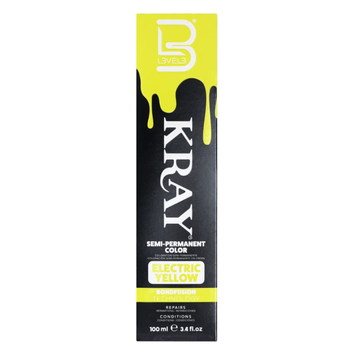 L3VEL3 - Kray Color Electric Yellow- Półtrwała farba w kolorze żółtym 100ml