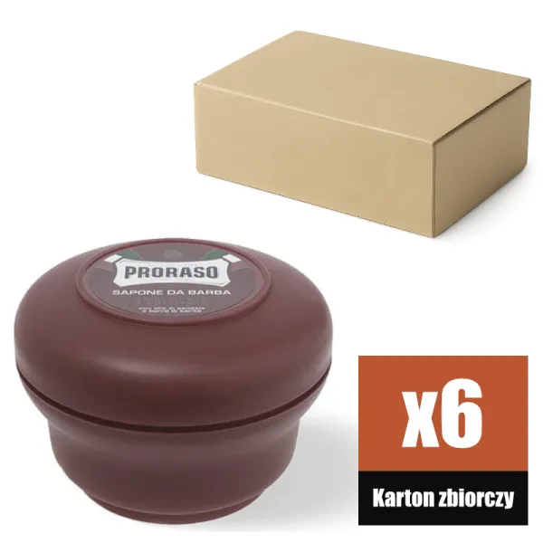 Proraso - Coarse Beards, linia Czerwona - Mydło do golenia do skóry suchej, z twardym zarostem KARTON 6x150ml