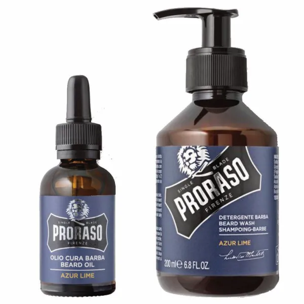 Proraso - Azur Lime - Szampon i olejek do brody - Zestaw