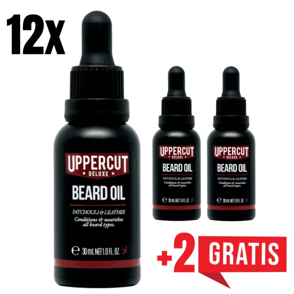 Uppercut Deluxe - Beard Oil - Olejek do brody 30ml ZESTAW 12+2