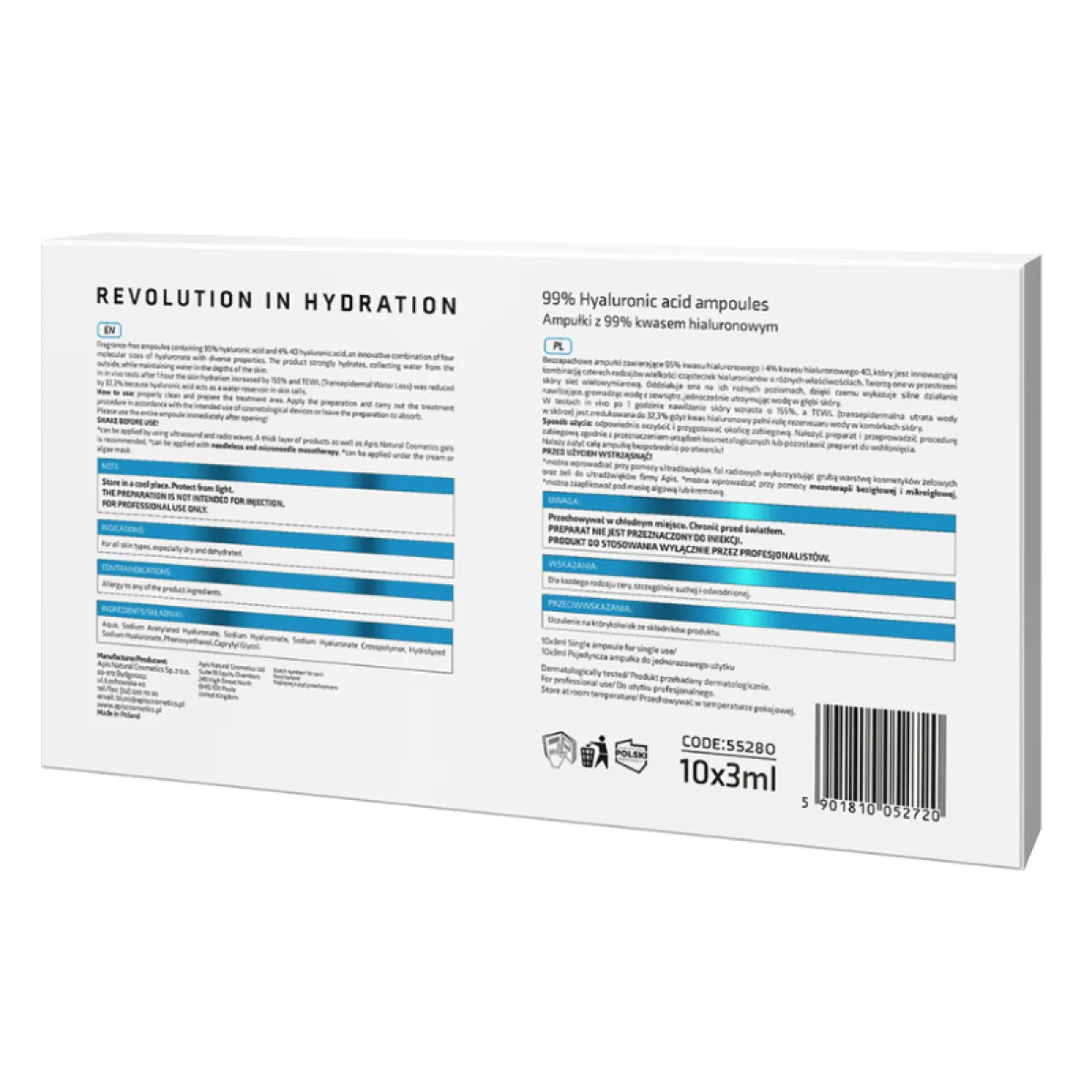 Apis - Ampułki z kwasem hialuronowym 4D 99% 10x3ml