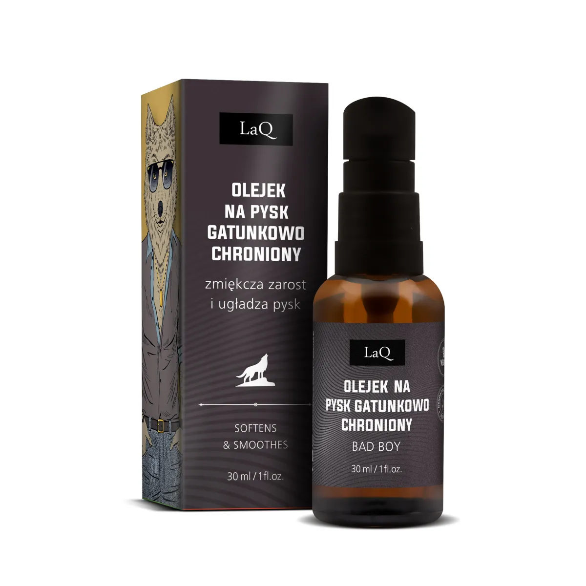 LaQ - Bad Boy czarny mat - Pielęgnacyjny olejek do brody i po goleniu 30ml