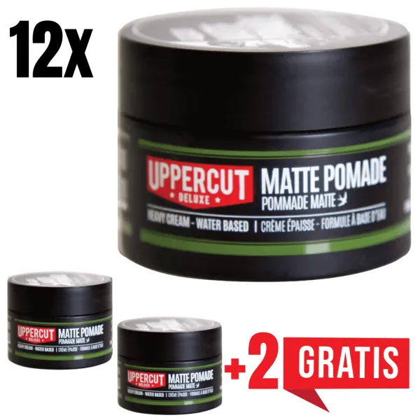 Uppercut Deluxe - Matte Pomade - Wodna pomada do włosów 30g ZESTAW 12+2