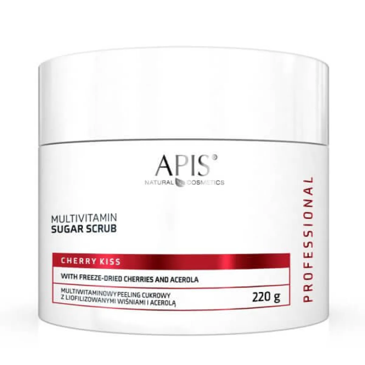 Apis - Cherry Kiss - Multiwitaminowy Peeling Cukrowy z Liofilizowanymi Wiśniami i Acerolą 220g