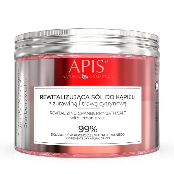 Apis - Żurawinowa Witalność - Rewitalizująca sól do kąpieli z żurawiną i trawą cytrynową 650g