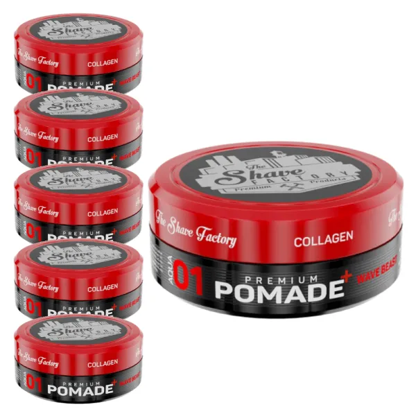 The Shave Factory - Premium Pomade Wave Beast 01 - Pomada do włosów - Pakiet 6x150ml