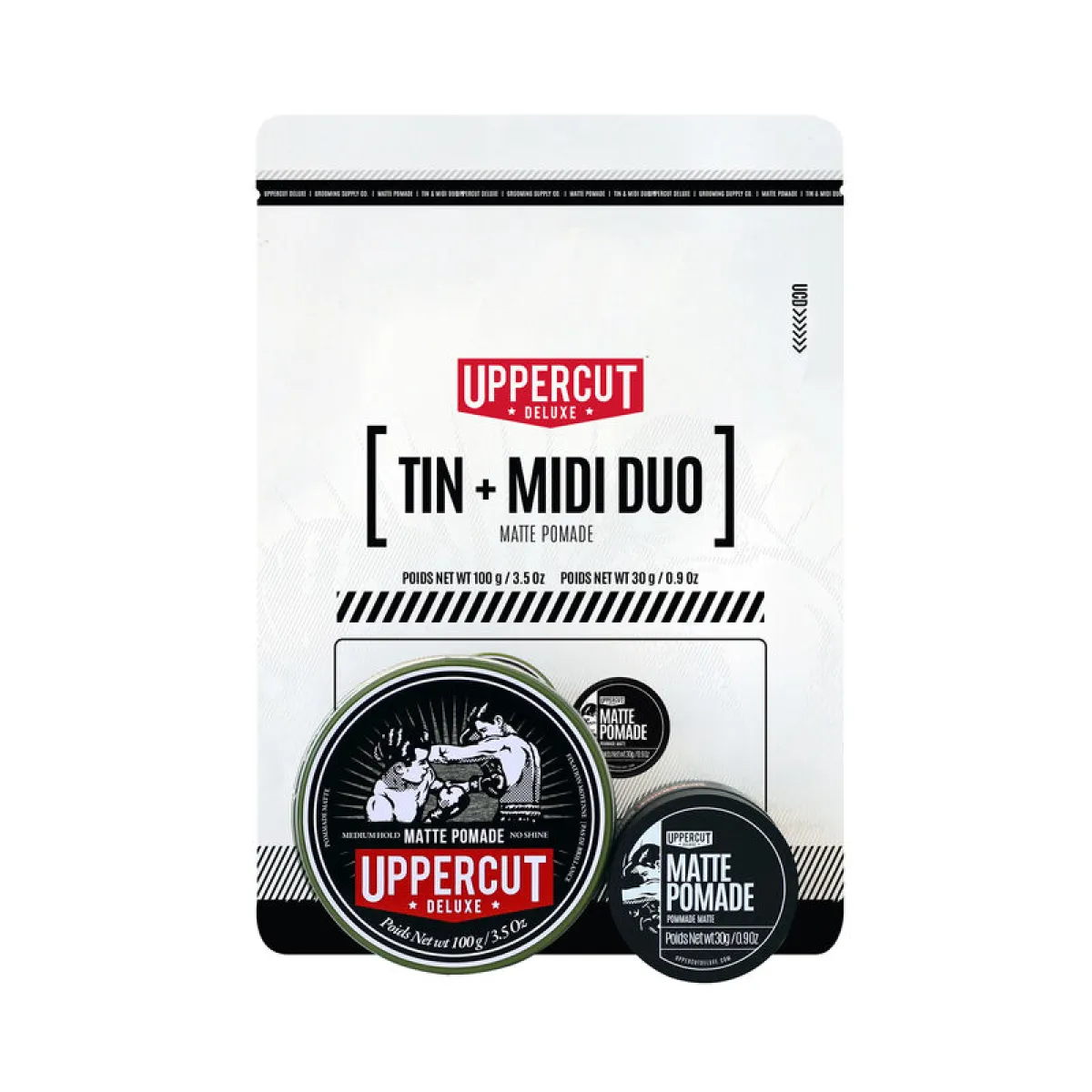 Uppercut Deluxe Tin Duo - Matte Pomade - Zestaw prezentowy pomada do włosów 100g + 30g