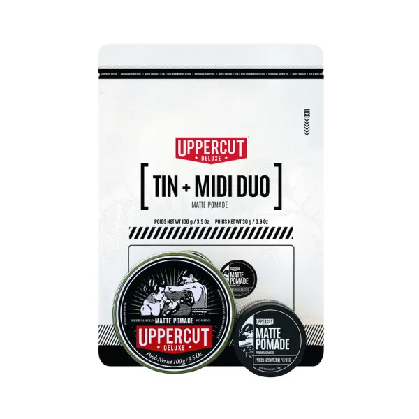 Uppercut Deluxe Tin Duo - Matte Pomade - Zestaw prezentowy pomada do włosów 100g + 30g