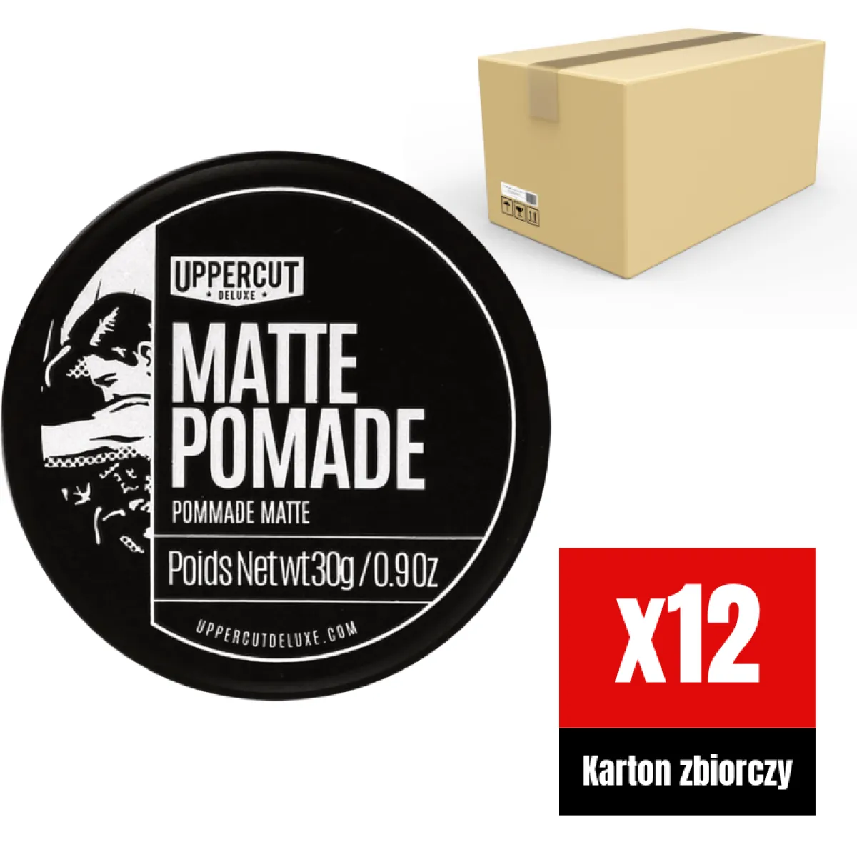 Uppercut Deluxe - Matte Pomade - Wodna pomada do włosów KARTON 12x30g