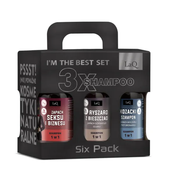 LaQ - Czyściopak Męski Mini, Szampon i Żel pod prysznic 6x100ml - Zestaw