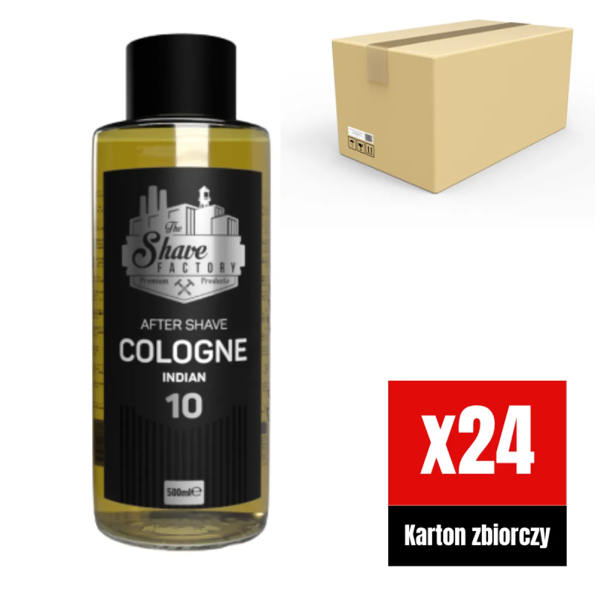 The Shave Factory - Indian 10 After Shave Cologne - Perfumowana Woda Kolońska po Goleniu KARTON 24x500ml GLASS